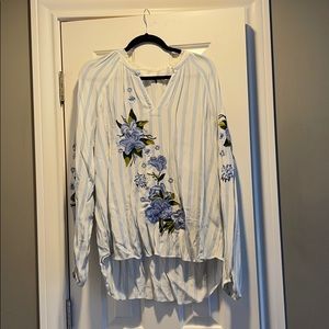 Striped Blouse With Embroidering